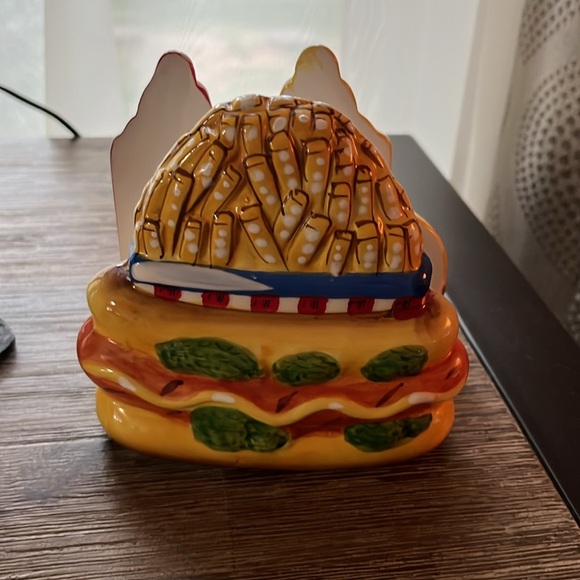 Vintage Napkin Holder Ketchup Mustard Burger Fries Ceramic Excellent Condition - Picture 2 of 7